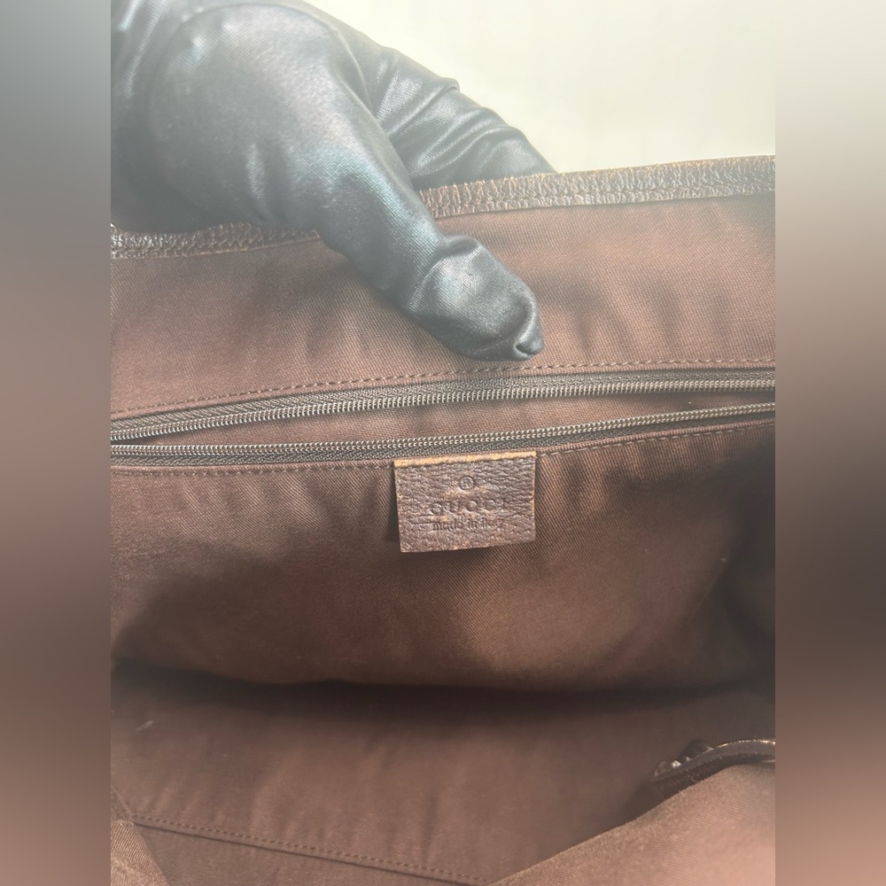 Gucci Vintage GG Supreme Monogram Tote Bag with Web Stripe Handles + Dust Bag - Picture 6 of 13